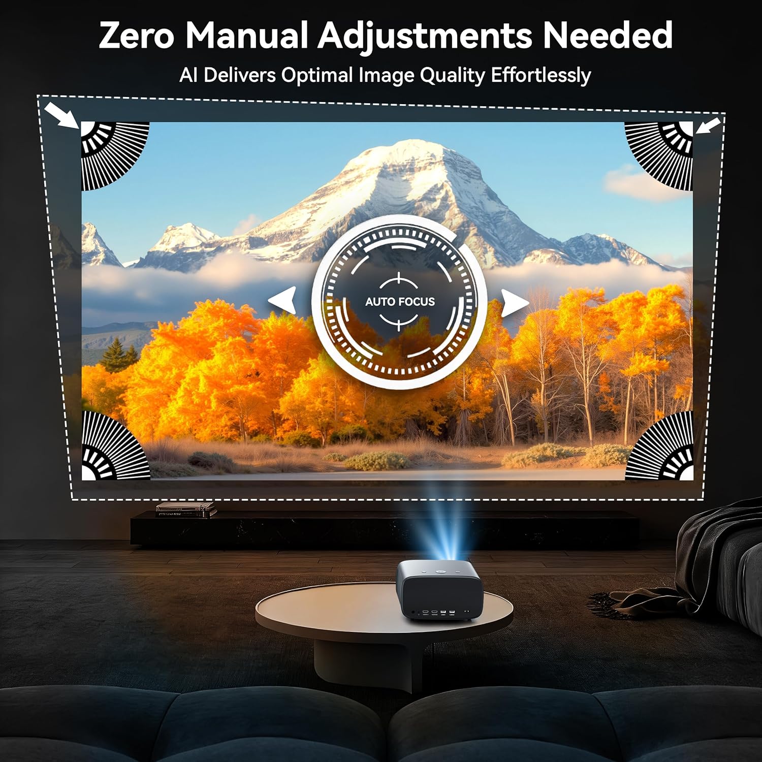 【1200 ANSI/4K Supported/Netflix Licensed】Smart Projector with WiFi and Bluetooth, Movie Home Theater with AI Auto Focus&Keystone, Video Projector with Dolby, 400'' Display for Indoor/Outdoor Proyector