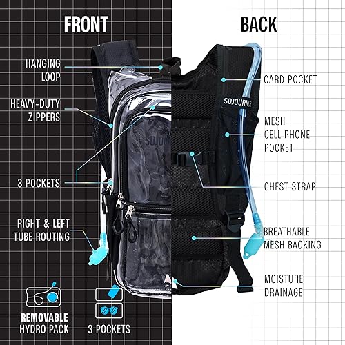 Miniatura 3 de SoJourner Bags, Rave Hydration Pack - Bolsa de agua de 2L incluida, para festivales, raves, senderismo, ciclismo, fiestas, escalada, carrera y más