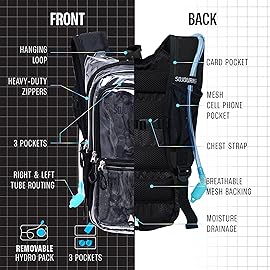 Sojourner Transparent Rave Hydration Pack - Hydration Backpack - Hydropack with 2L Bladder - Water Backpack for Festivals, Hiking, Running, Biking and More