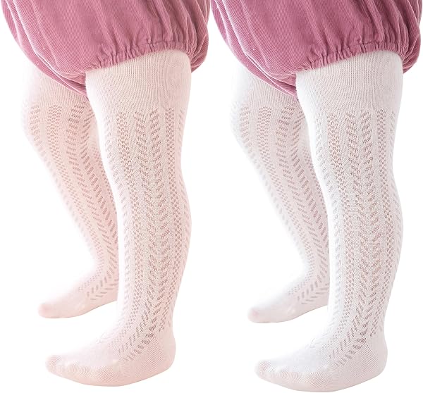 Miipat 2 Paia Collant per Bambine, Calze Collant Ajourés Scavato Bambini Elastiche per la Festa Scuola Danza - 1