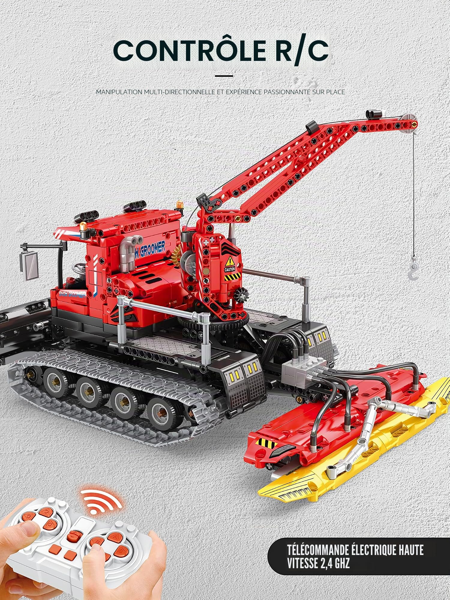 Reobrix 22019 Technique Chasse-Neige Briques de Serrage MOC Véhicule de déneigement Kit de modélisation avec 4 Moteurs, 1100 pièces Jeu de Construction Jouets Multifonctionnels