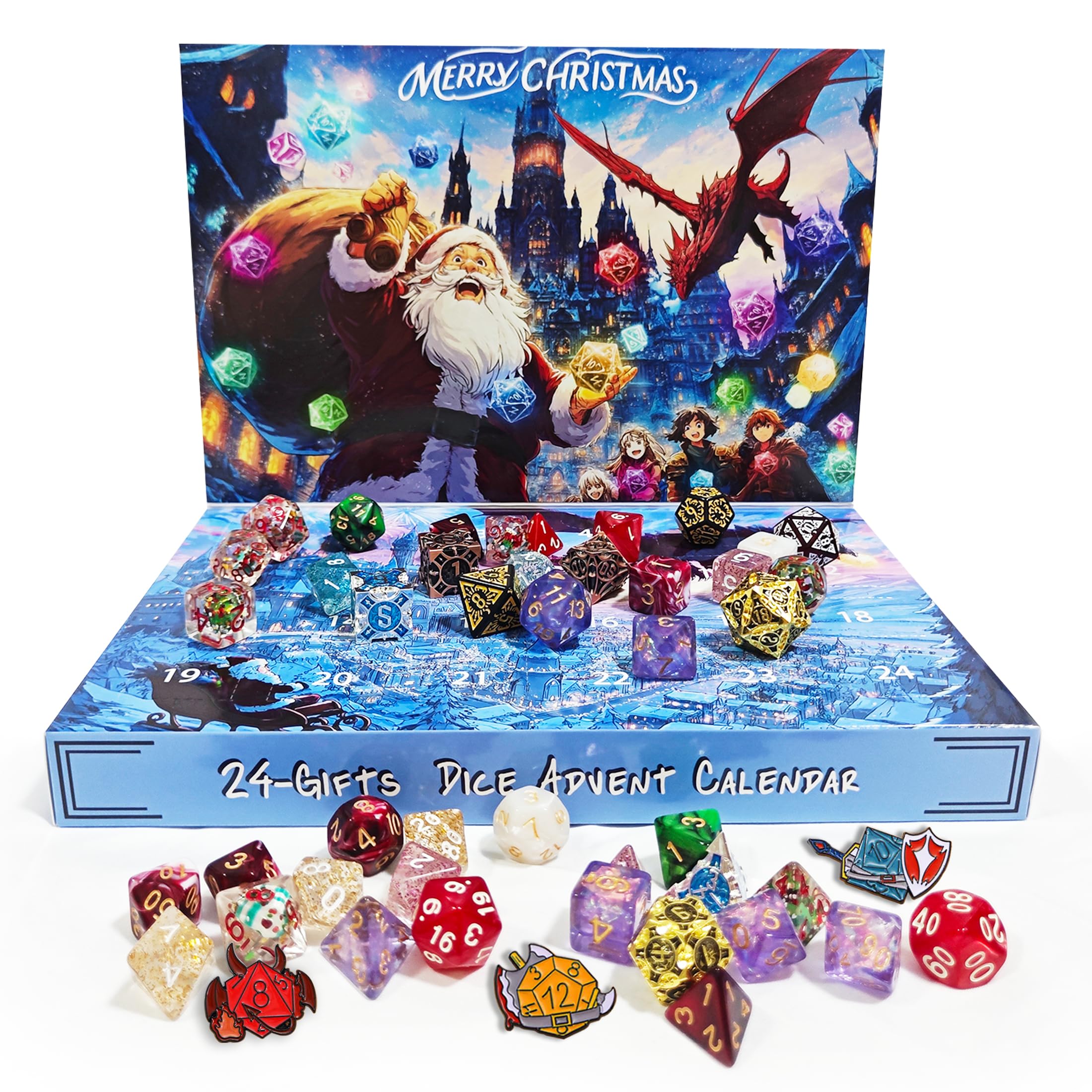 DND Dice Advent Calendar 2026, Christmas Advent Calendar D&amp;D Dice Set, 24 Days Christmas Countdown Gift for Men Boys, Suitable for RPG, MTG, Role Playing Table Game Lover,Adults, Teens (1 Set)