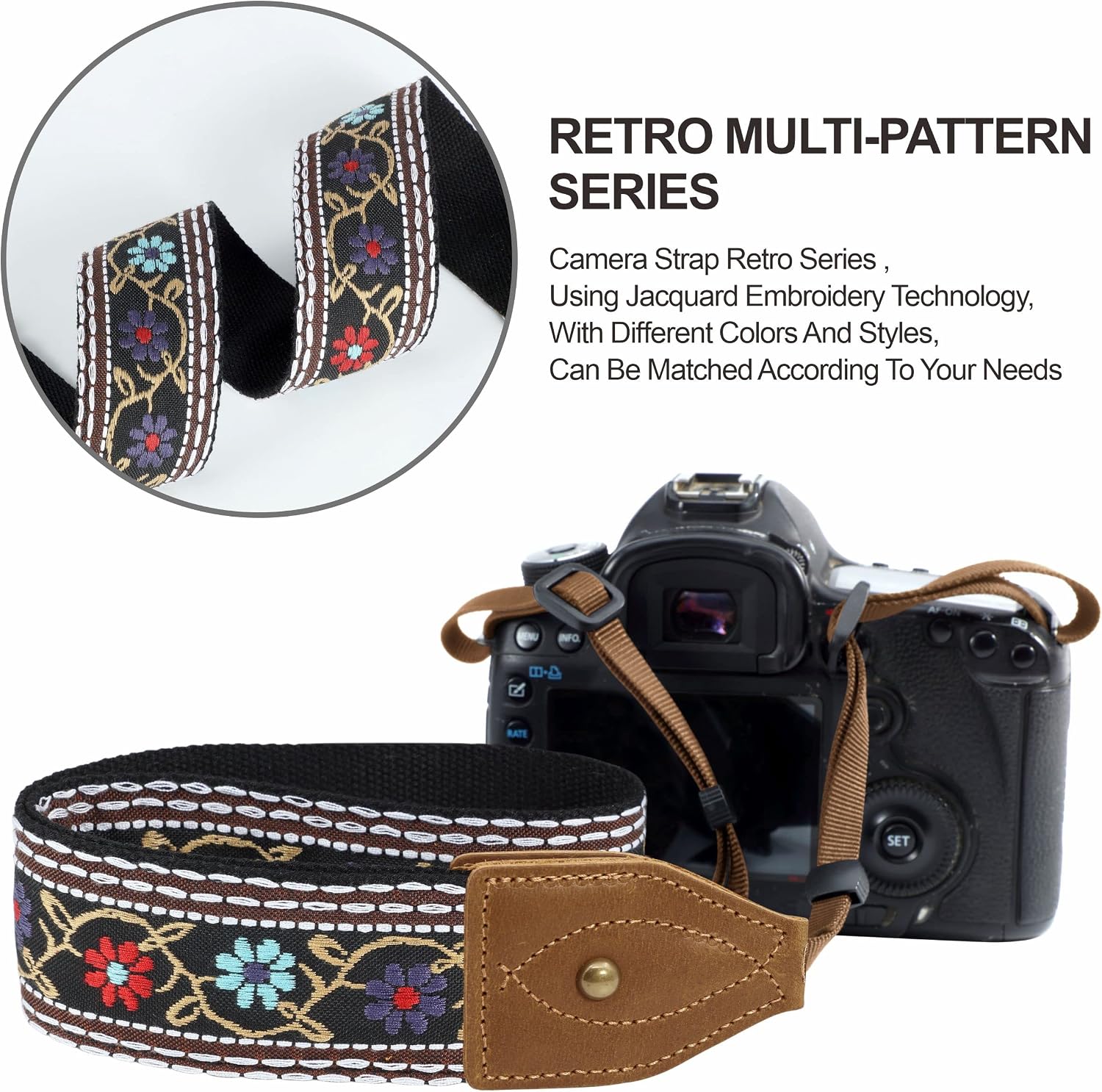 Padwa Lifestyle 2" Wide Classic Crazy Horse Art Cowhide Head Cotton Camera Straps for Photographers