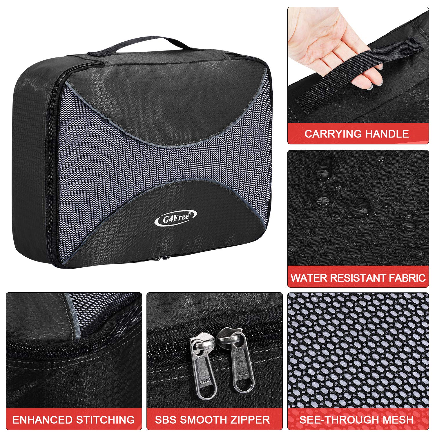 G4Free Set di 4/6 cubi da imballaggio per bagagli da viaggio, borse da imballaggio, bagagli da viaggio per vacanze e viaggi