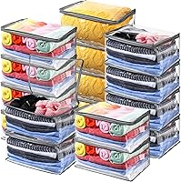 Vista 8 de Windyun Paquete de 16 bolsas de almacenamiento transparentes con cremallera y asa para ropa, manta de plástico resistente, bolsas de mudanza