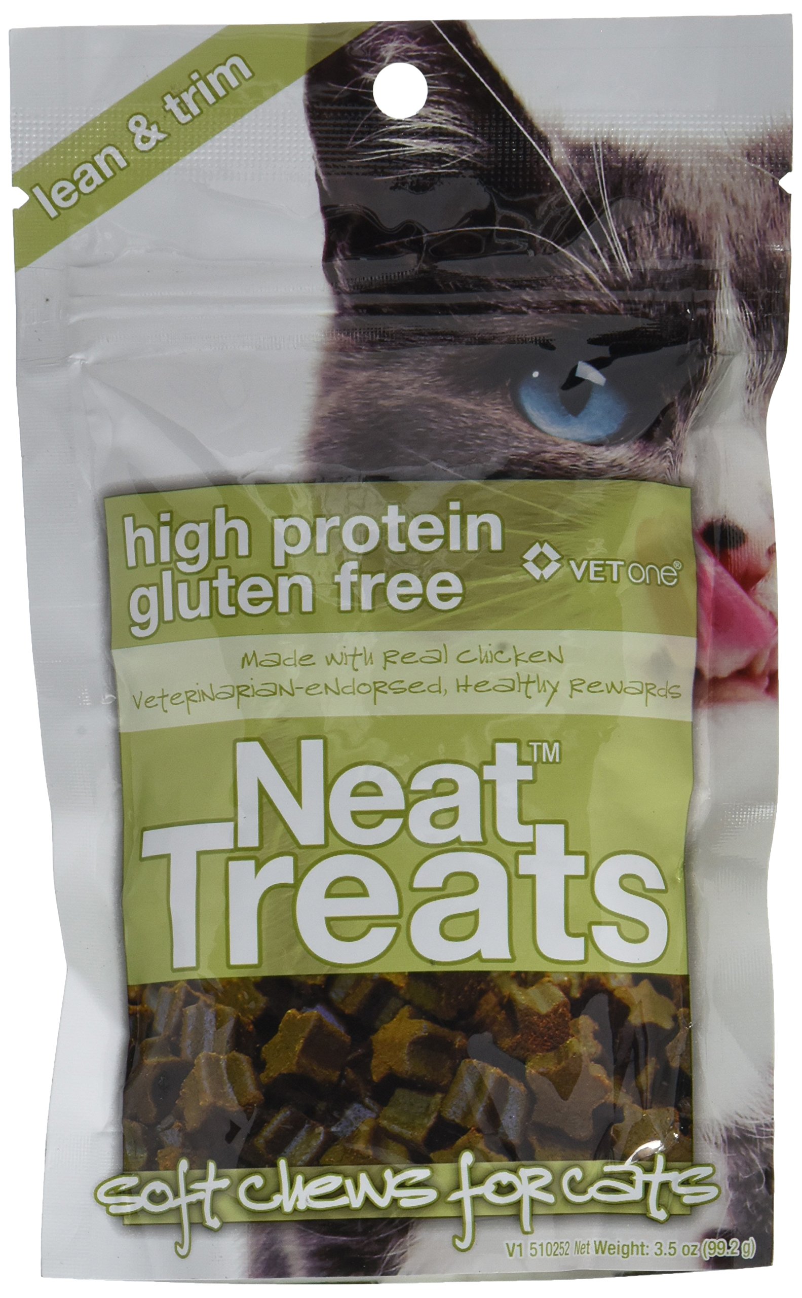 Vet One Neat Treats Soft Chews for Cats - Veterinarian Formulated High Protein & Gluten Free Training Treat - Real Chicken - 3.5 oz