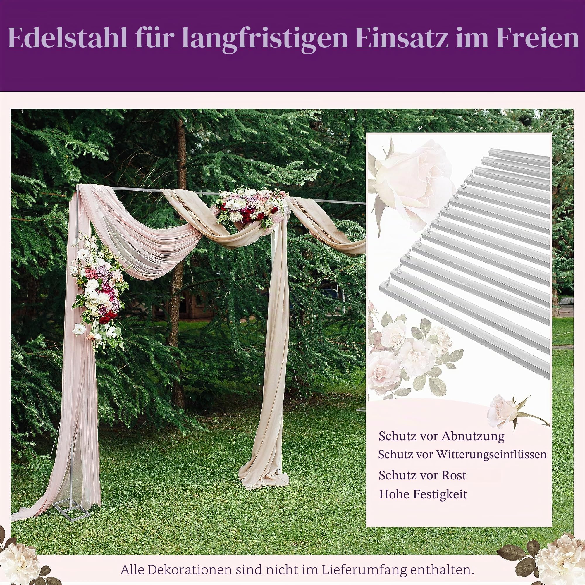 3x6m Hochzeitsbogen Wedding Decoration Hintergrund Ständer Satz, Heavy Duty Hochzeit Backdrop Stand mit Gewichteten Edelstahl Basen für Hochzeitsfeiern Fotografie Hintergrund