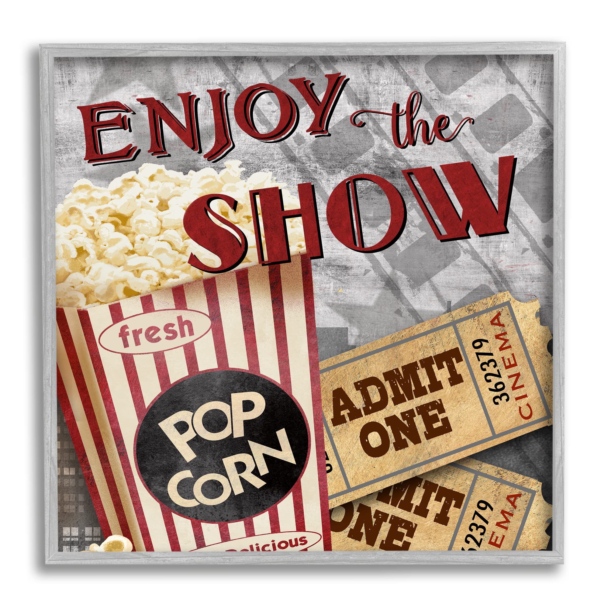 Stupell Industries Enjoy The Show Vintage Movies Entertainment Tickets Framed Wall Art, Design By Conrad Knutsen