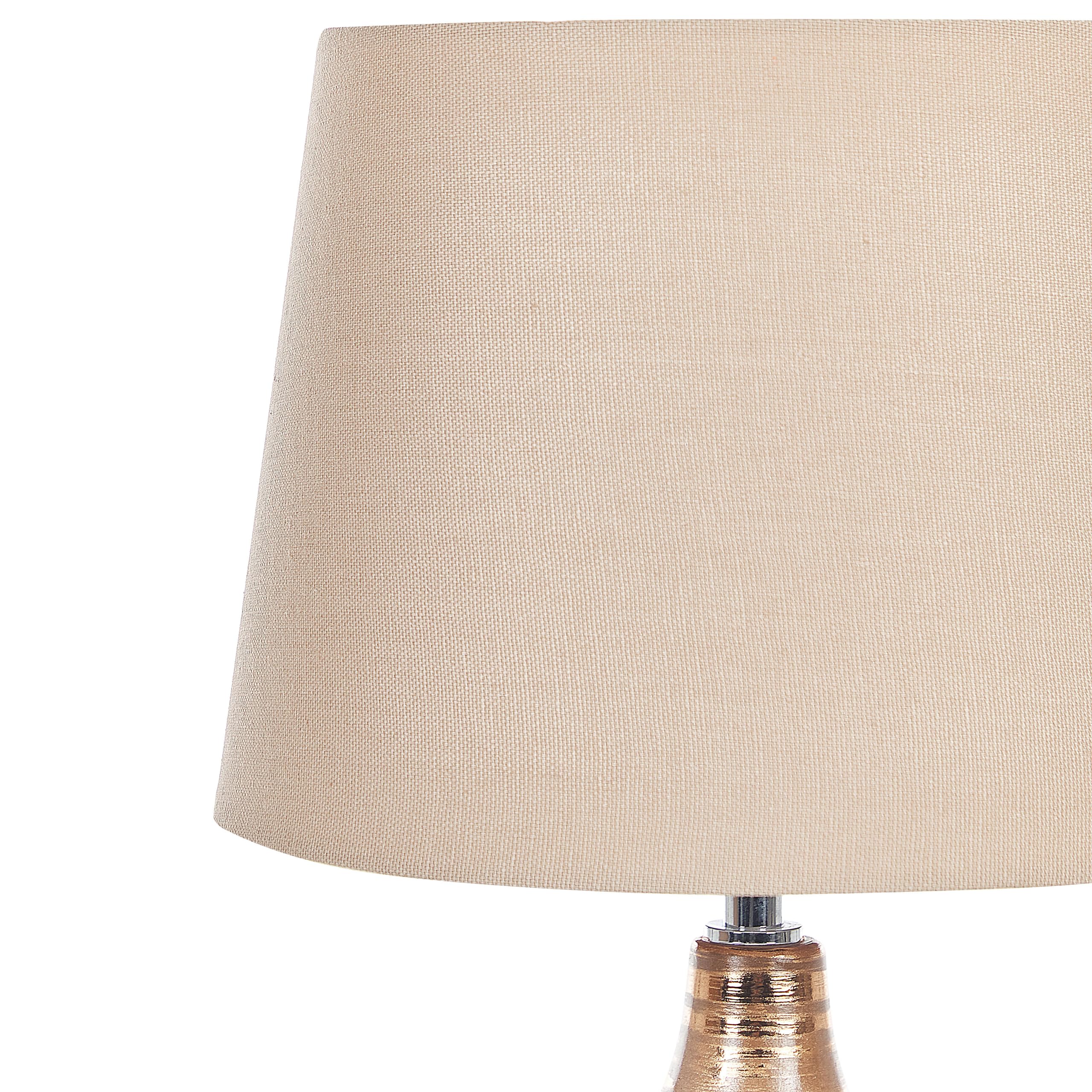 Beliani Tischlampe 47 cm Keramik Stoffschirm beige/braun Kabel mit Schalter Retro Wari