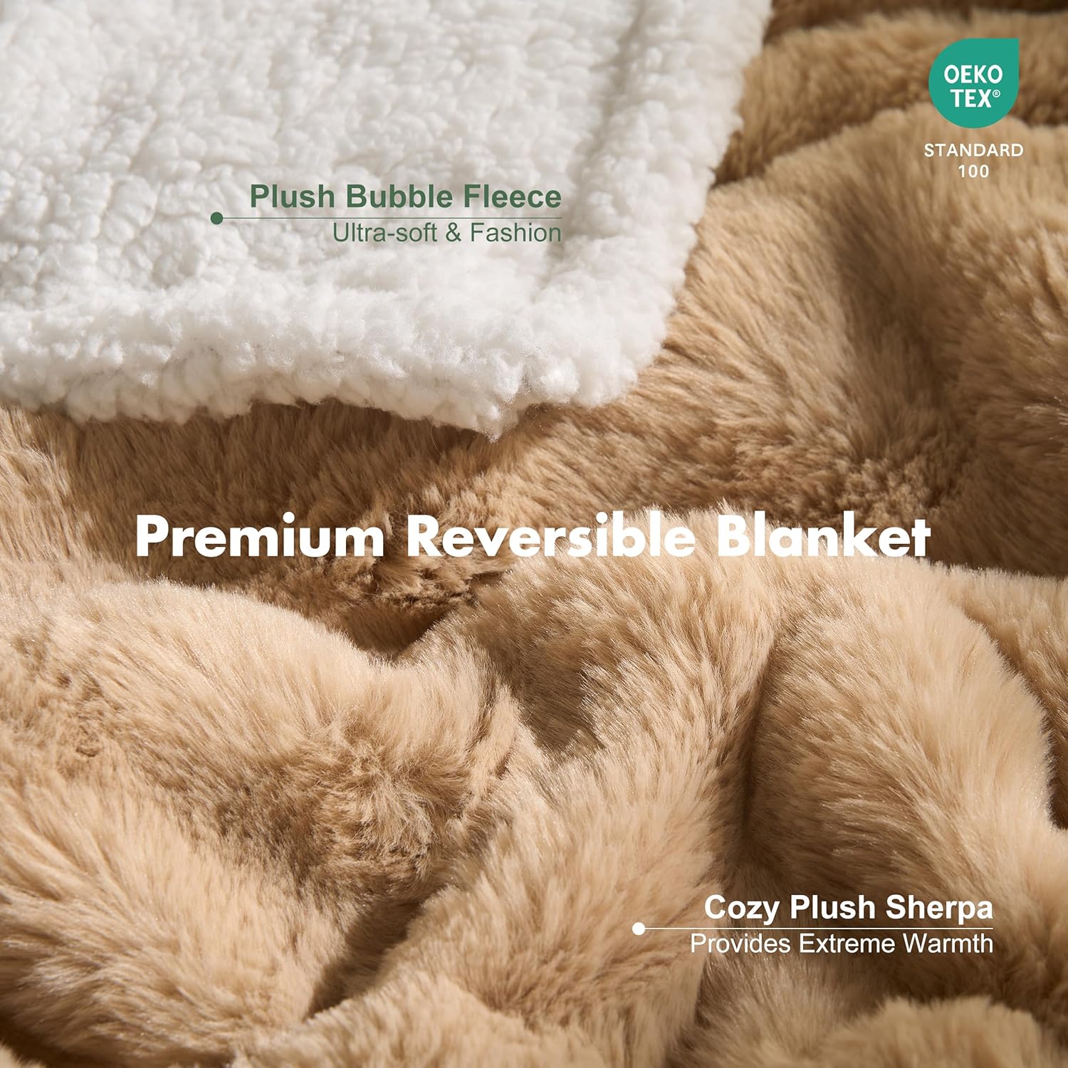 Soft Cozy Waterproof Dog Blanket for Large Dogs - Room Decor Pet Throw Blanket for Couch Bed Protector, Washable Dog Blankets for Indoors & Outdoors, Khaki, 50"x60"