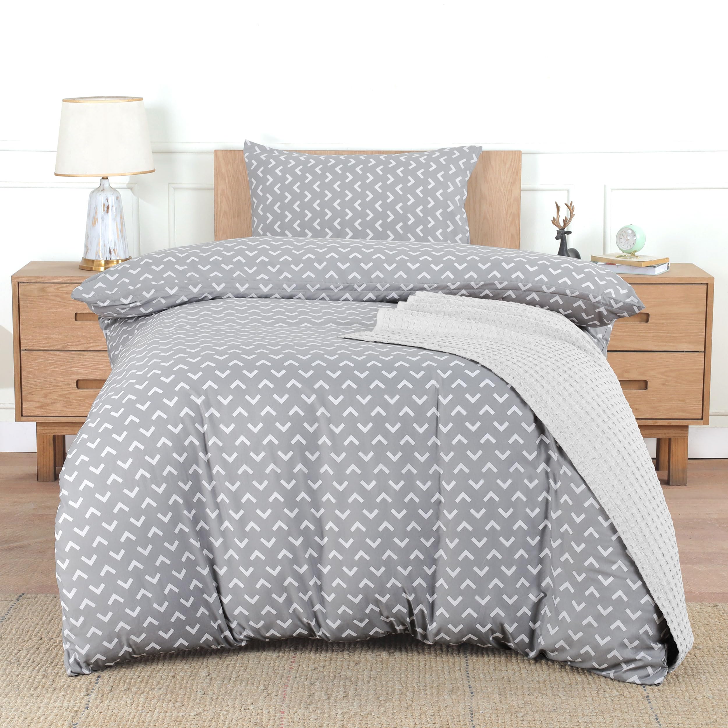 Utopia Bedding Single Arrows White Print Duvet Cover Set - Soft Microfibre Polyester - Bedding Quilt Cover Set
