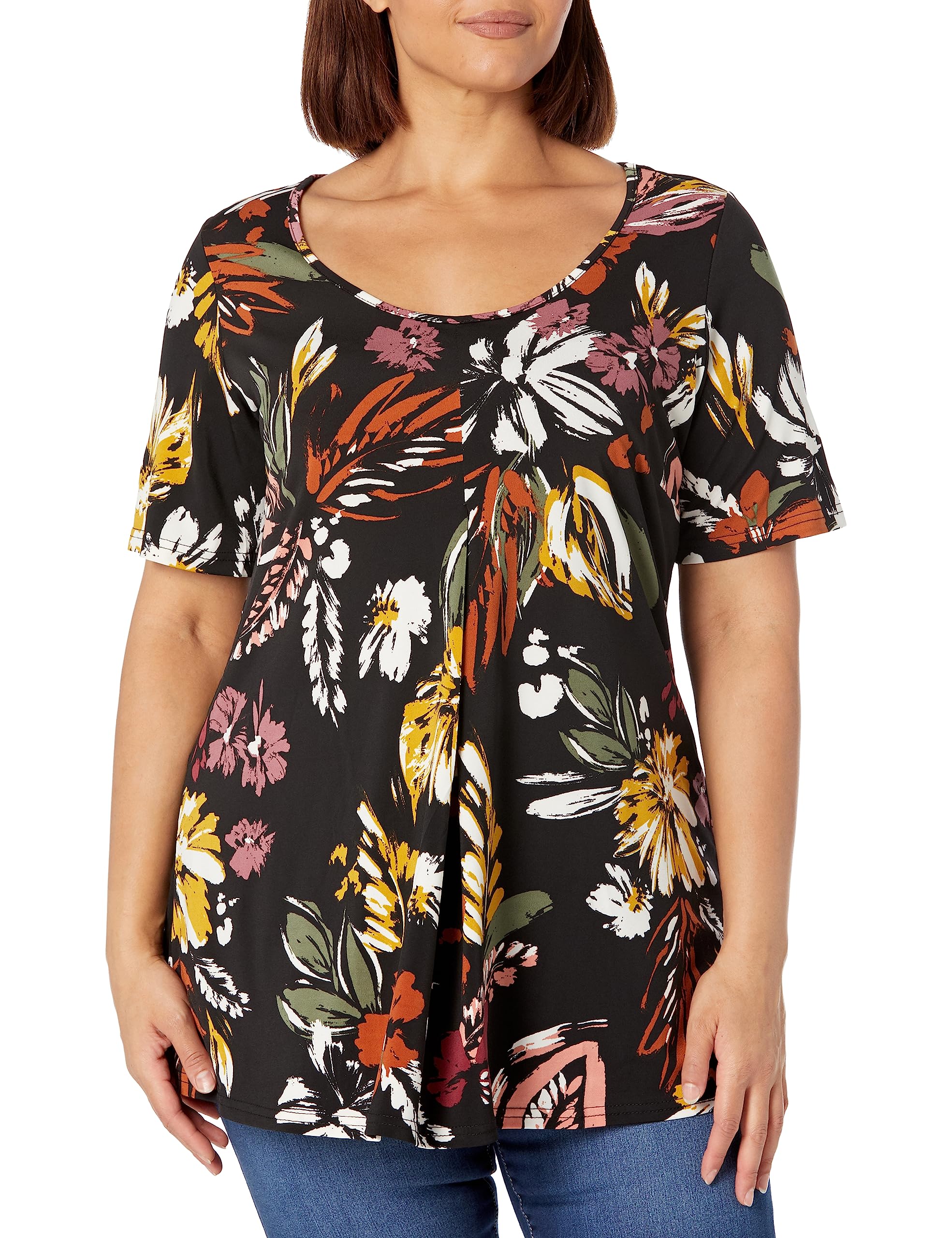 Avenuewomens Avenue Plus Size Tunic Liv Plt Front Blouse