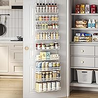 Vista 1 de JKsmart 9-Tier Spice Rack Organizer with Door Hook, Wall Mount, and Extra Large Capacity for Pantry – Stylish White Design for Effortless