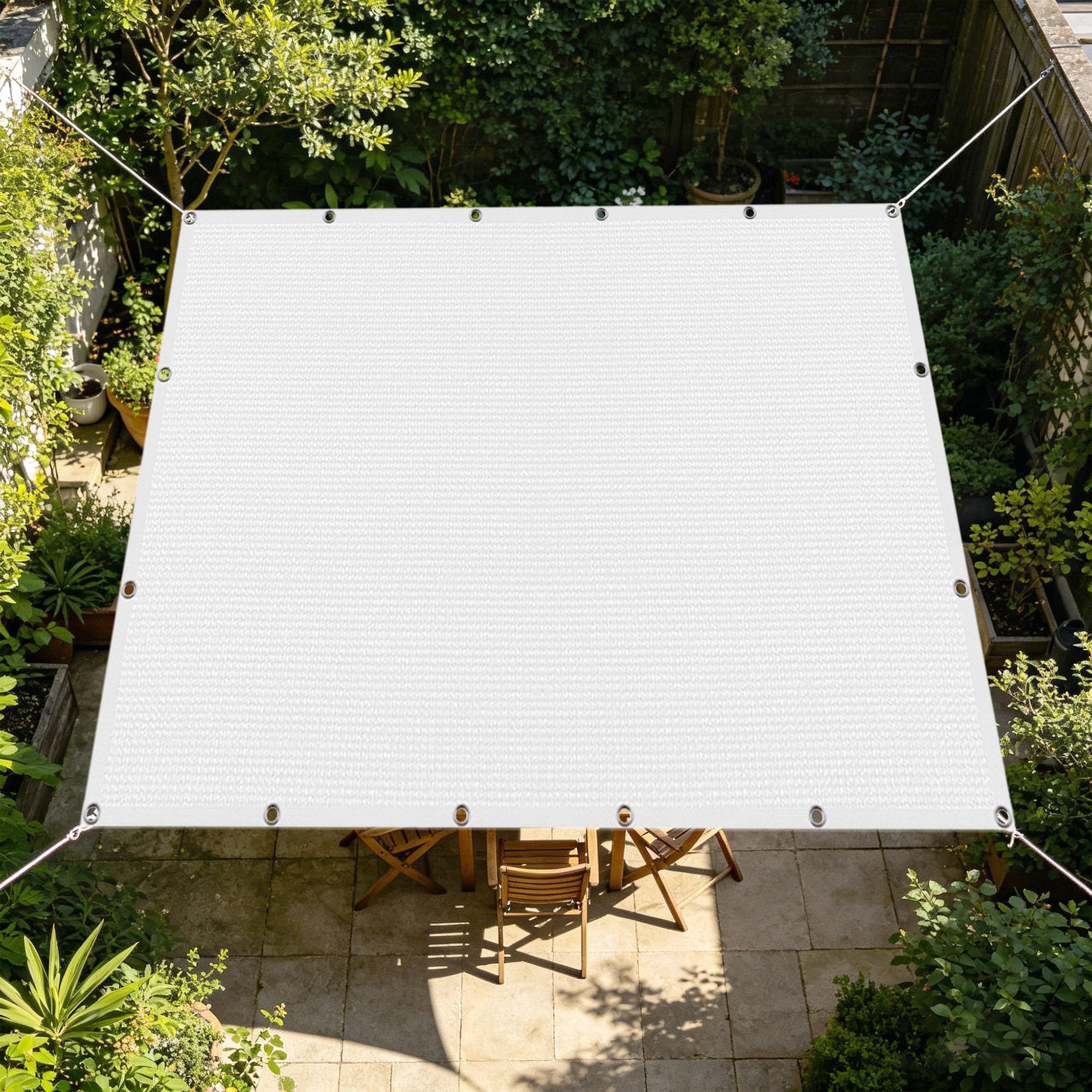 Filet d'ombrage 2.2x3.2m blanc perméable à l'eau et vent anti-UV