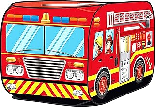 UrbanRed Fire Truck Tent - Firetruck Tent, Firehouse Tent for Kids, Firehouse Playhouse, Pop Up Tent for Kids Fire Truck Toy, Pop Up Kids Tent, Kids Pop Up Tent Playhouse, Pop Up Toys (Fire Truck)