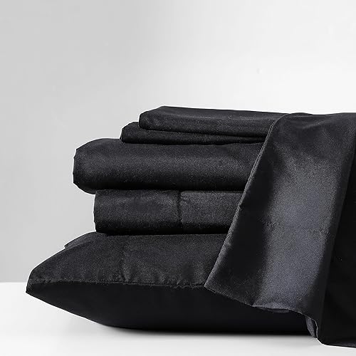 Miniatura 2 de Kenneth Cole - Solutions - Juego de sábanas Queen de poliéster reciclado suave, 6 piezas, acabado resistente a las arrugas y enfriamiento (negro