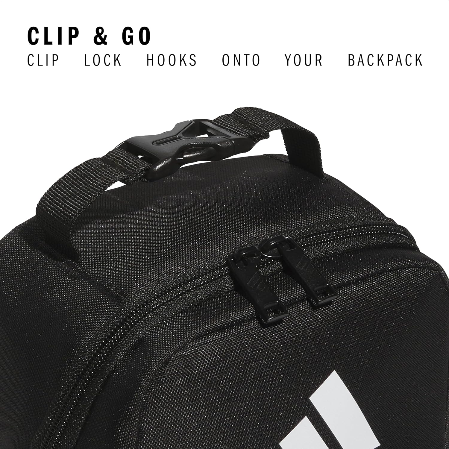 adidas Santiago Lunch Bag Cooler for Women and Men, Insulated Food Container Box with Mesh Pocket, Black/White/3.0, One Size - Image 3