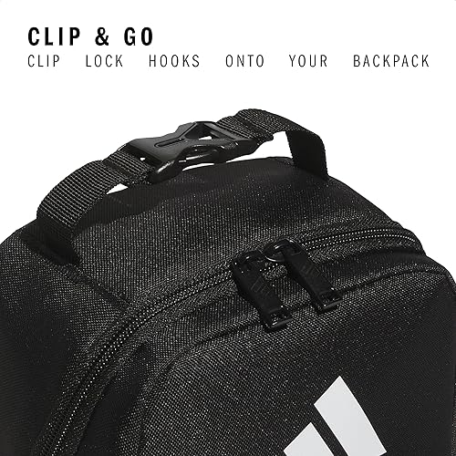 Miniatura 3 de adidas Santiago - Lonchera enfriadora para mujeres y hombres, caja aislada para alimentos con bolsillo de malla, negroblanco3.0, talla única