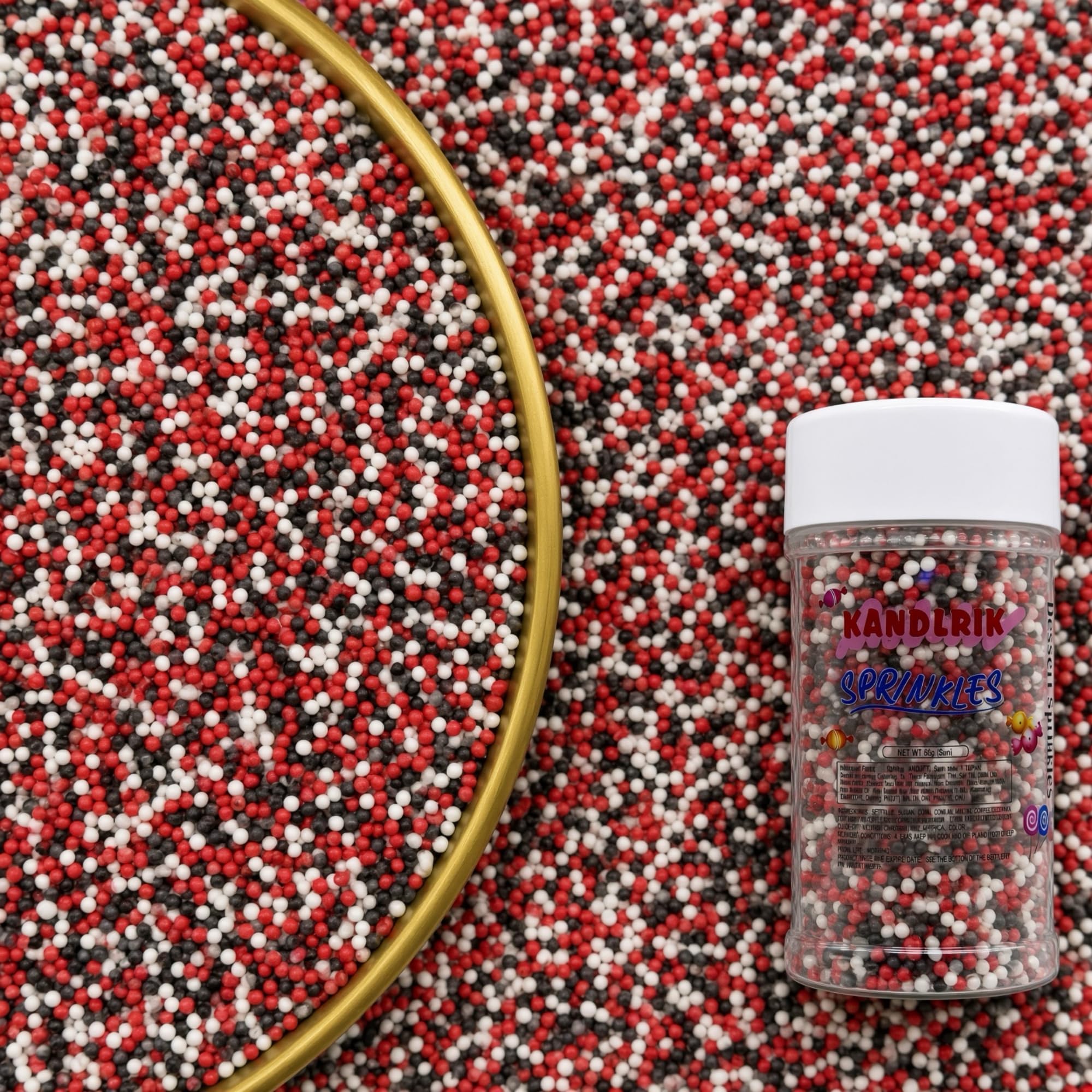 Edible Red & Black & White Sprinkles Candy 2mm Mini Pearls Cake Decorations Cupcake Toppers Cookie Decorating Perfect for Wedding Party Valentine Halloween Christmas Supplies 3OZ