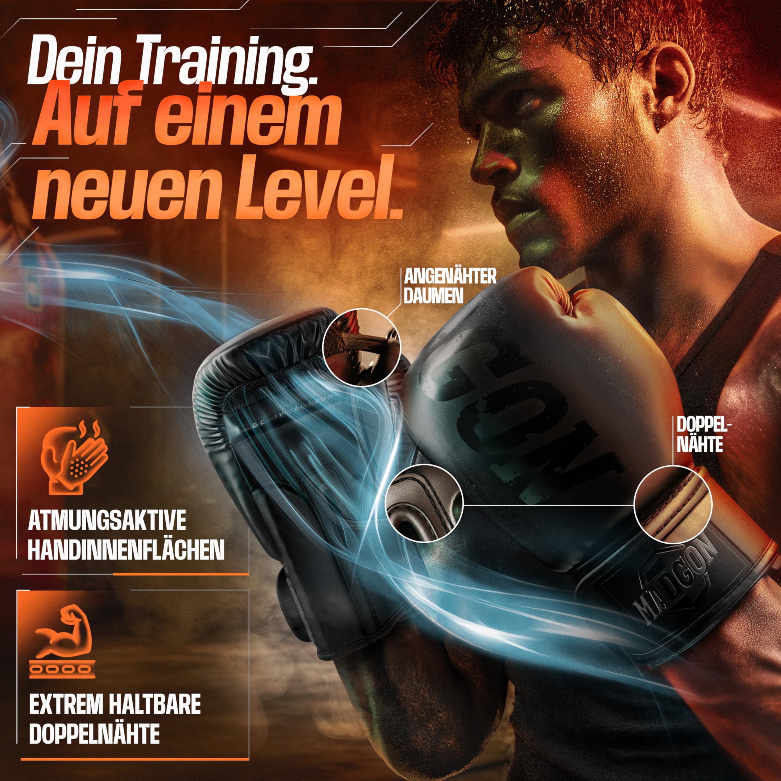 Martial rękawice bokserskie z wysokiej jakości materiału zapewniającej długą wytrzymałość. Rękawice do kickboxingu, do sztuk walki, MMA, sparingów i boksu z optymalną amortyzacją, w zestawie z torbą. czarny/czarny 354,88 ml