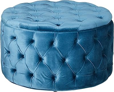Christopher Knight Home Zelfa Velvet Ottoman, Baby Blue