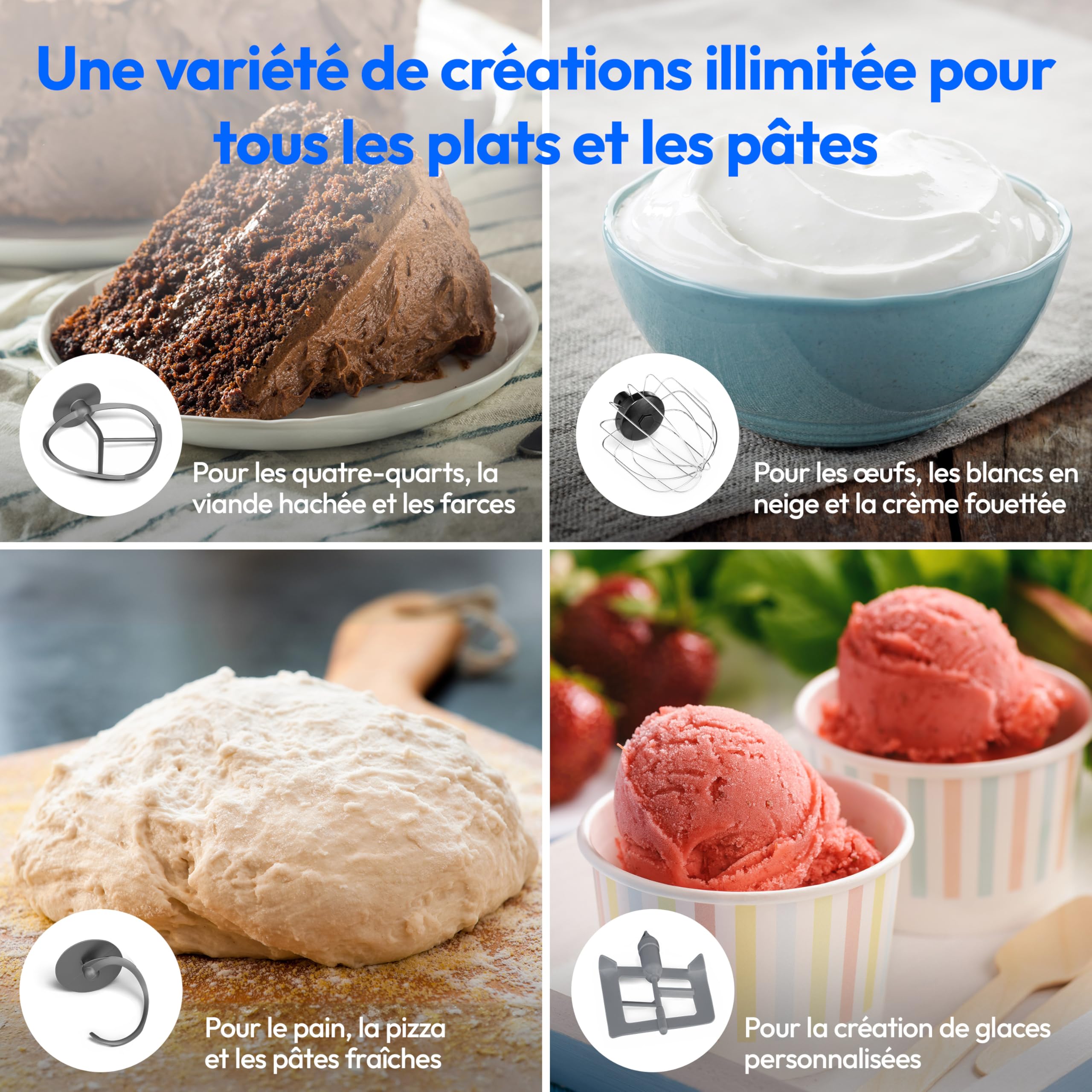 MEDION Robot de cuisine (1 200 watts, 8 vitesses, mélanger pétrir remuer, écran digital, bol en inox de 5 litres, bol à glace pour la préparation de glace, MD18420) Anthracite