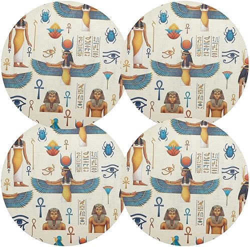 Miniatura 2 de Ancient Egypt Beige PVC Plate Mat, Washable Heat Protecting Placemats for Kitchen one sizex6