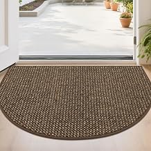 BEQHAUSE Dirt Trapper Door Mat 24" x 36" Half Circle Non Slip Rugs, Brown