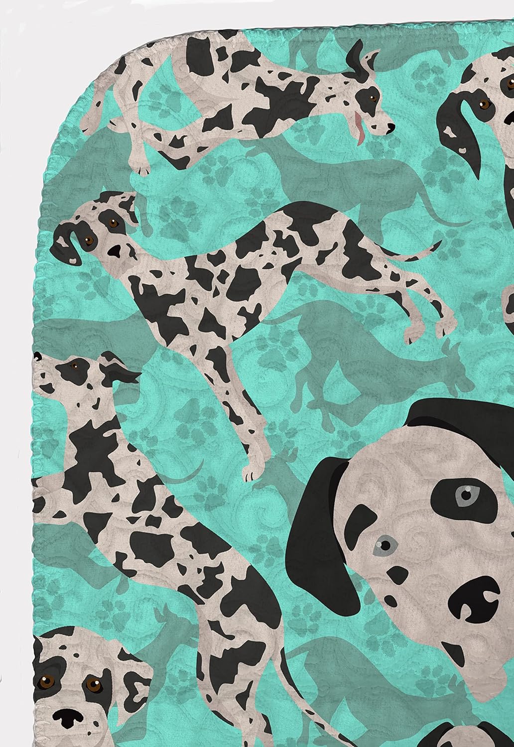 Caroline's Treasures MLM1029LQB Harlequin Natural Ears Great Dane Quilted Blanket 50x60 Artwork Pattern Quilted Throw Blanket for Bed, Couch, Sofa, Soft and Lightweight