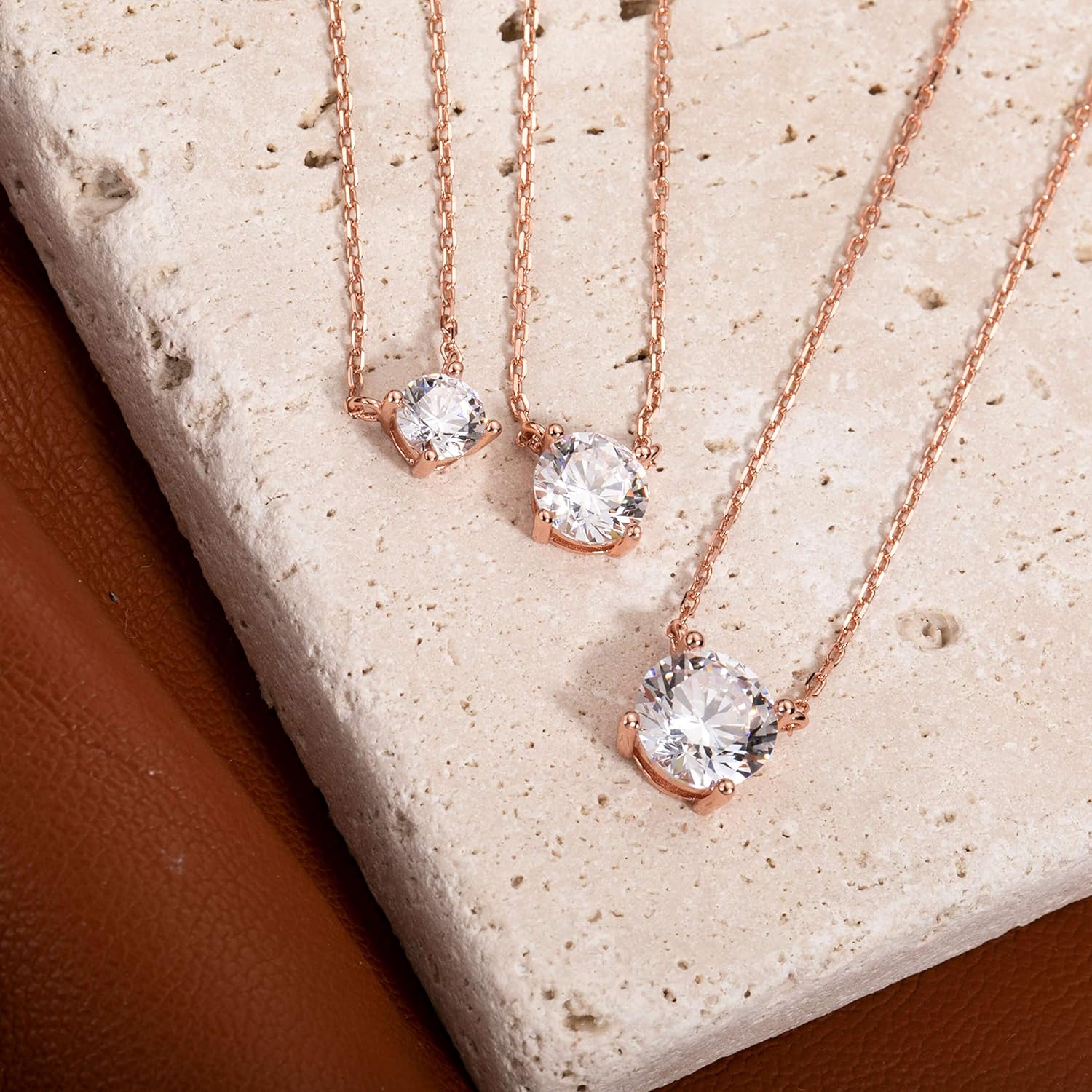 S.Leaf Gold Necklace for Women Sterling Silver Gold Plated Choker Pendant Cubic Zirconia Solitaire Necklaces for Women Birthday Gifts - Image 2