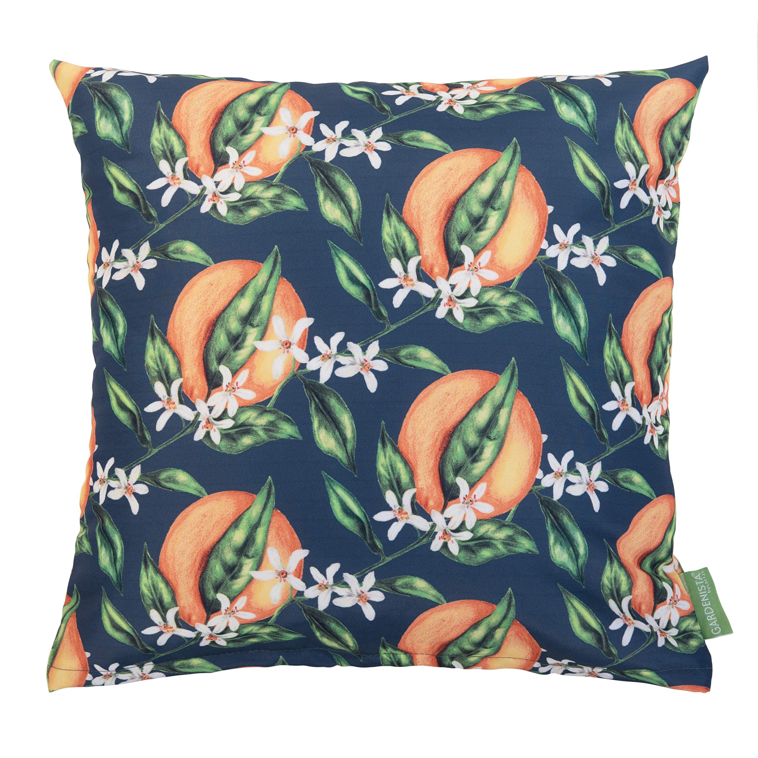 Gardenista Garden Decorative Scatter Cushion | Indoor Water Resistant Outdoor Printed Cushions 45x45 cm | Soft Hollowfibre Filled Patio Furniture Pillow | Easy to Clean Cushions (Orange Navy Small)