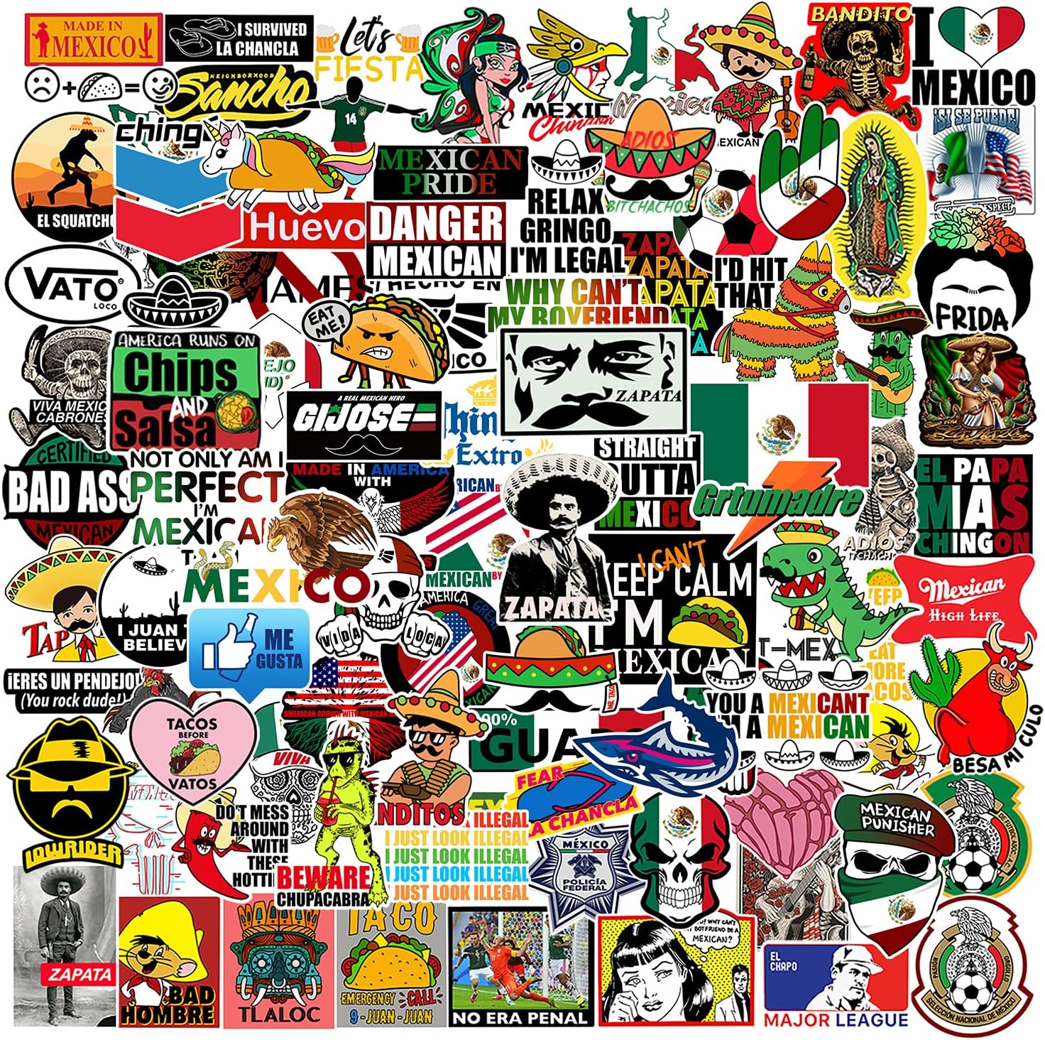 100pcs Mexican Hardhat Stickers, Funny Vinyl Mexico Tool