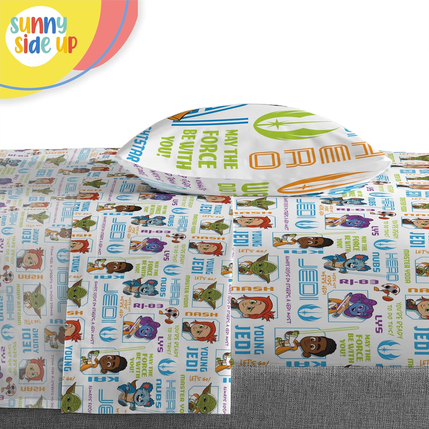 Sunny Side Up Star Wars Young Jedi Adventures Twin Comforter Set - 5 Piece Kids Bedding Includes Comforter, Sheets & Pillow Cover - Super Soft Microfiber Bed Set