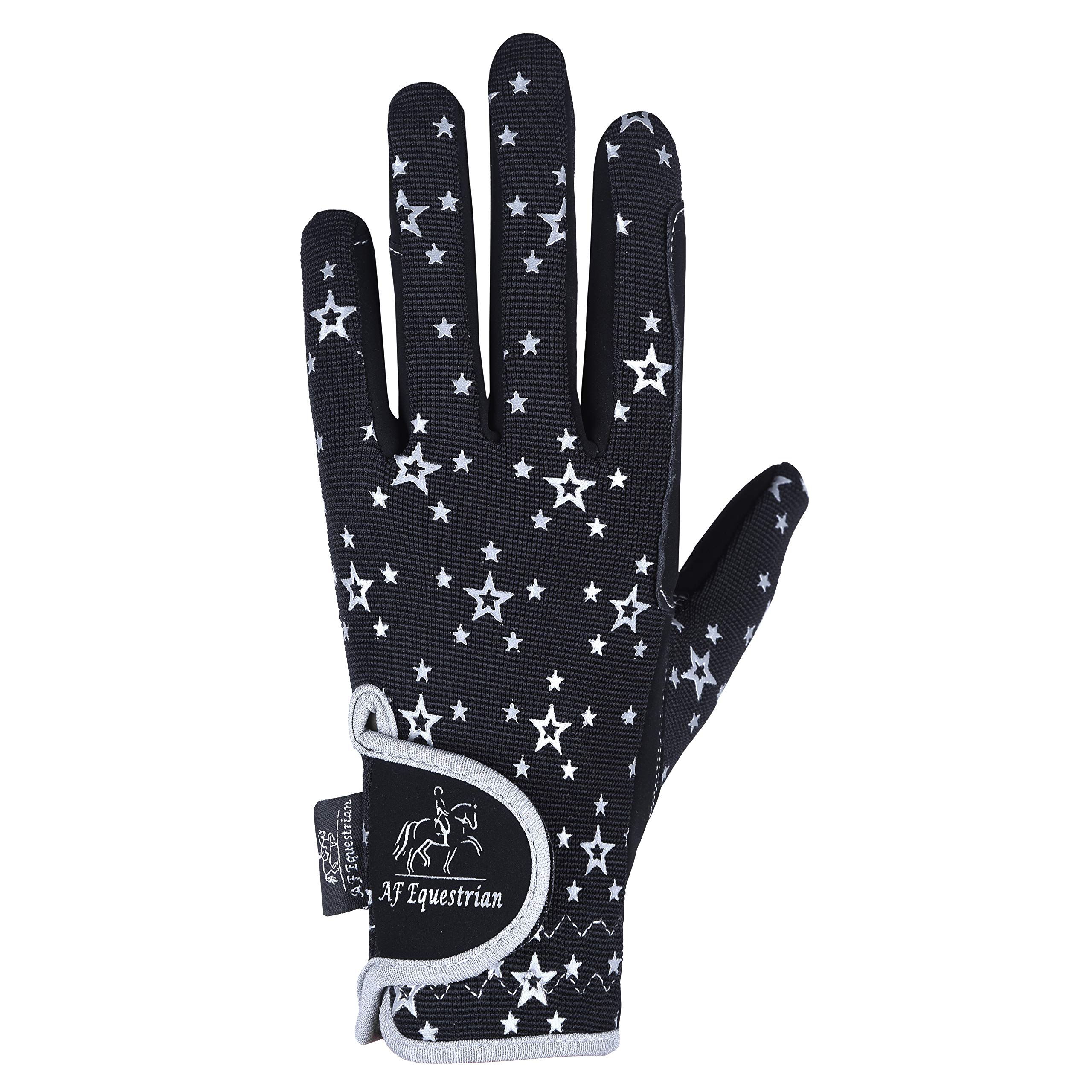 AFE Guanti per bambini per ragazze e ragazzi, unisex, guanti da equitazione, guanti da equitazione, guanti sportivi, guanti da ciclismo per bambini, con design a stella nera blu rosa