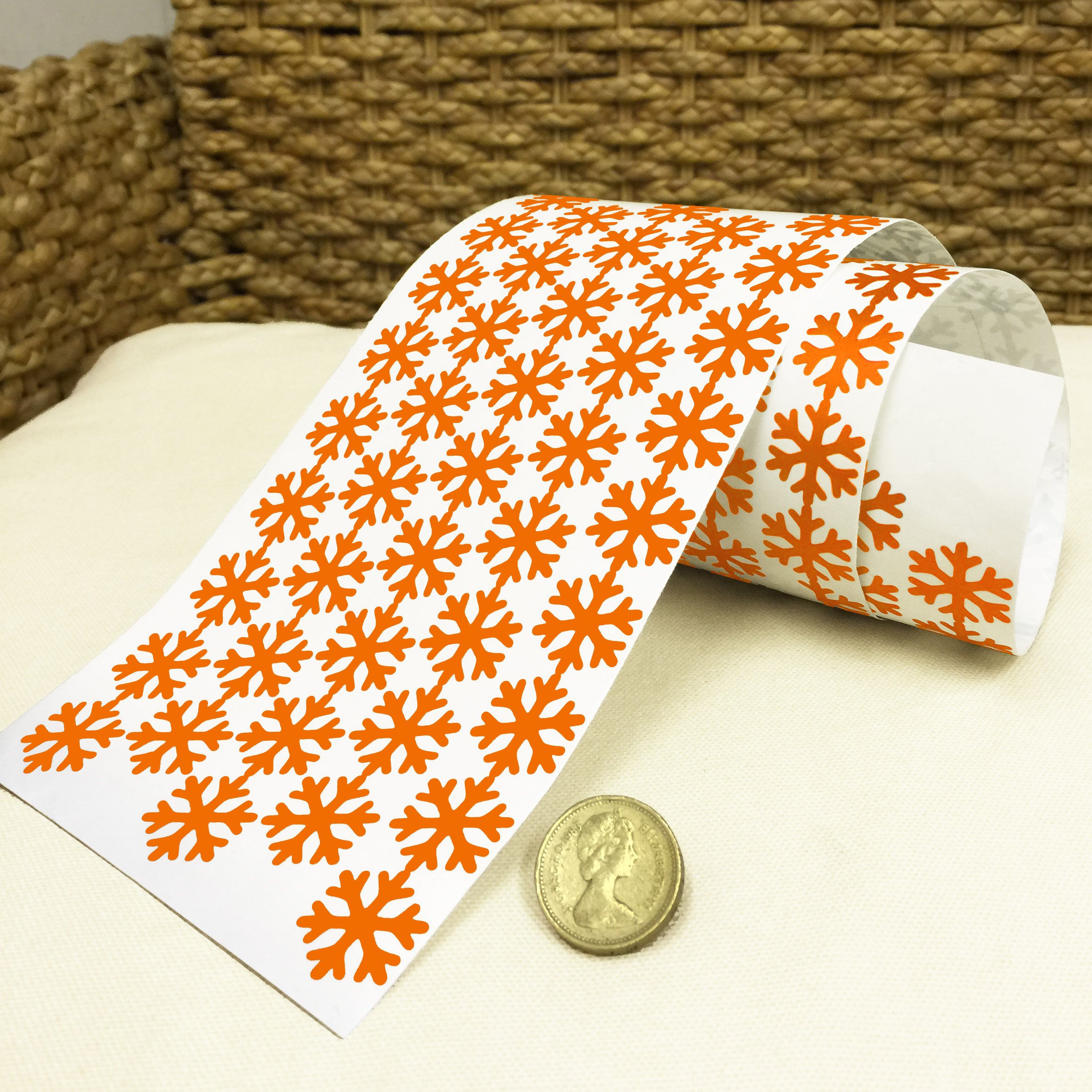 i.LifeUK 144 Snowflake Vinyl Christmas Sticker 20mm Colour Self Adhesive Peel&Stick -Orange