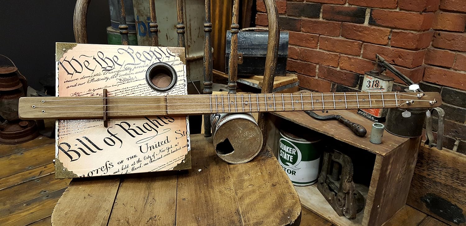 "Founder's Faith" Patriotic American Cigar Box Guitar - Acoustic/Electric 3-string - Made in the USA!