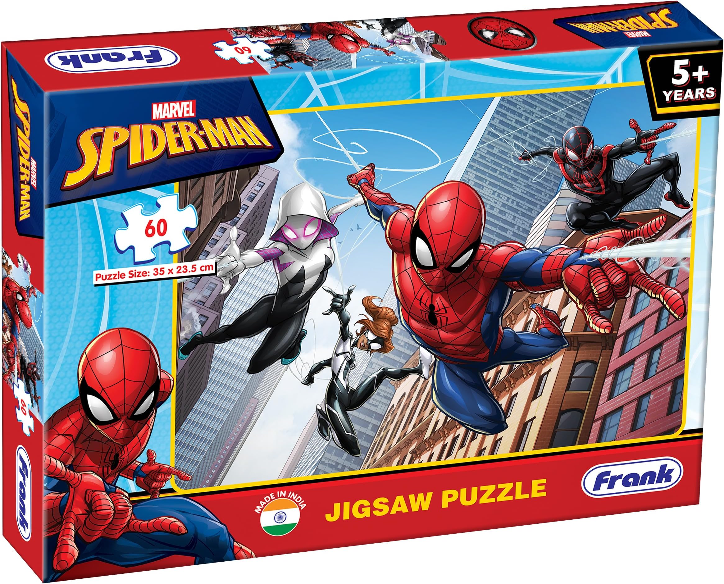 Frank Marvel Spider-Man Jigsaw Puzzle (60 Pieces) for Kids Above 5+ Years - Fun & Challenging Brain Booster Games - Educational Puzzle for Focus and Memory -90145