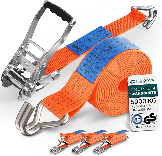 Produktbild von Connex Hebebänder 4 M X 40 Mm – TÜV/GS Geprüft, Polyester, 1000 Kg Tragkraft – 3er Pack Für Sichere Umreifung