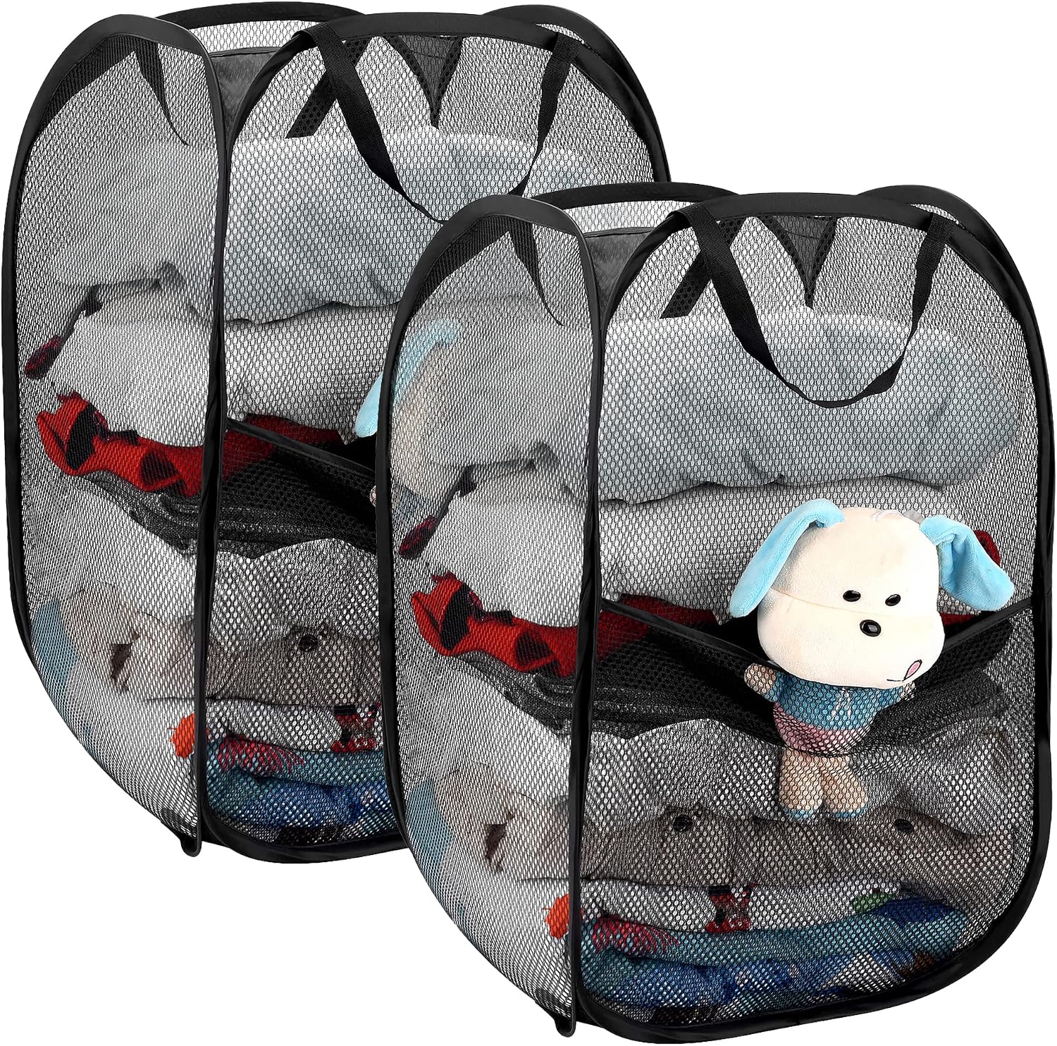Popup Laundry Hamper Large Foldable | Pop-up Mesh Hamper Dirty Clothes Basket with Carry Handles (2 Pack-Large) by Simplized
