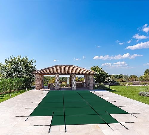 Vista 136 de WaterWarden Cubierta de seguridad sólida para alberca enterrada, cumple F1346 de la ASTM según UL, triple costura, con accesorios, 16 x 40 pies