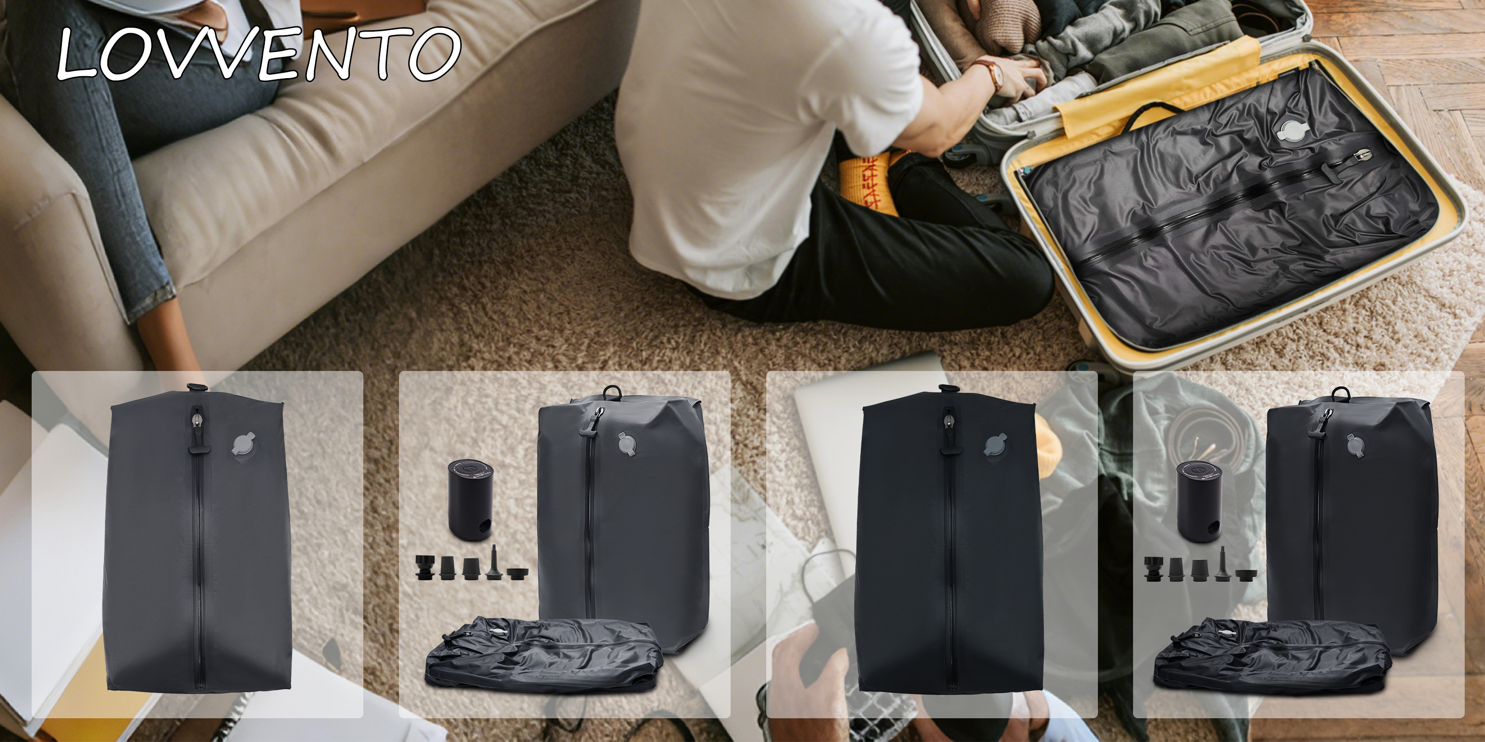 Amazon.co.jp: [lovvento] リュック メンズ 大容量 圧縮袋付き 電動