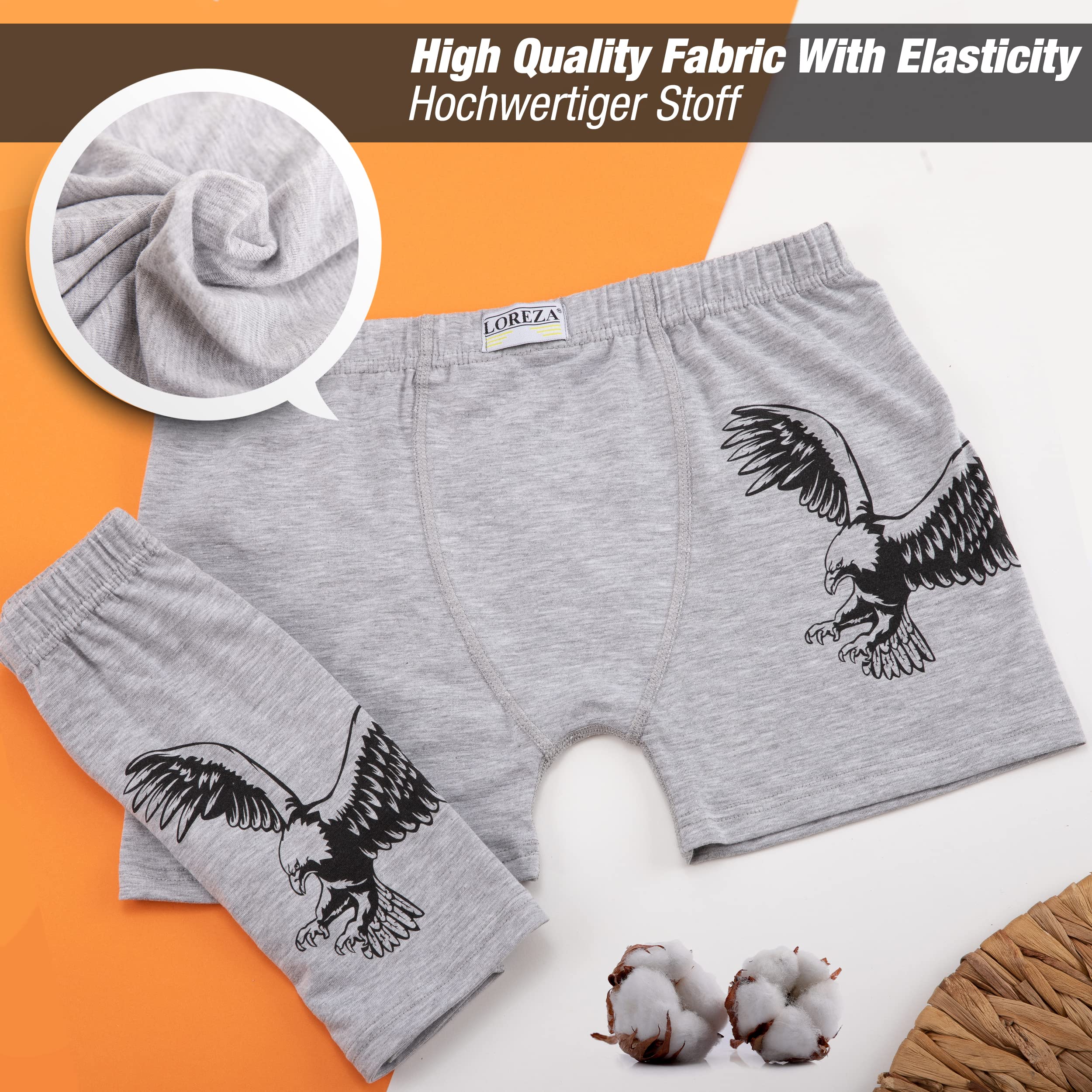 LOREZA ® 10 Calzoncillos bóxer Algodón para niño Ropa Interior Tallas de 2 a 15 años