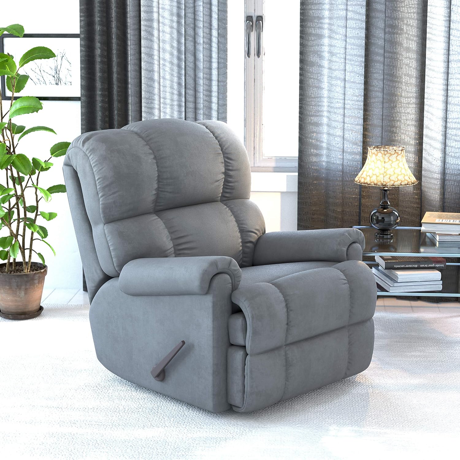 Flash Furniture Rocker Recliner - Sierra Graphite Microfiber Upholstery - Standard Size Recliner