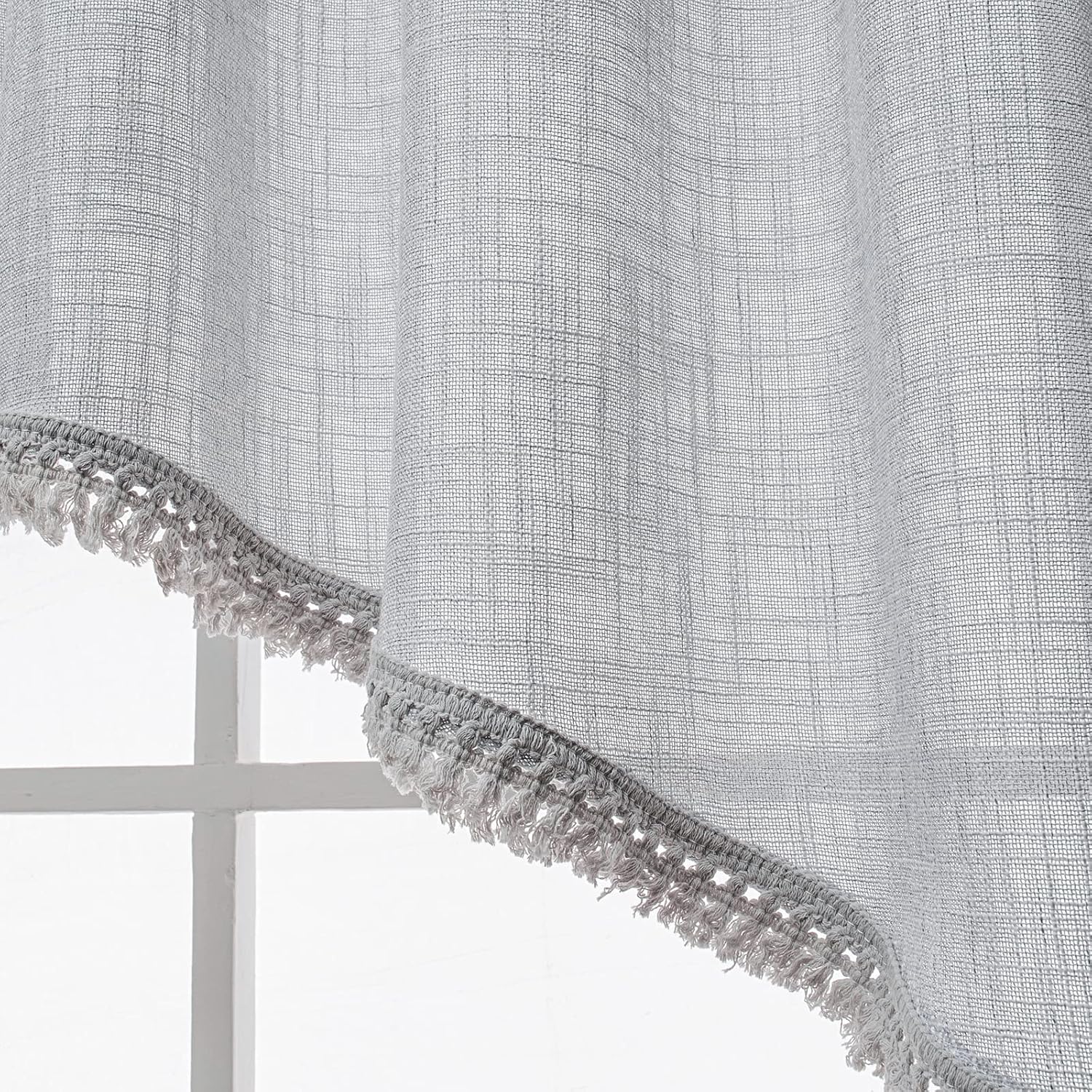 Beda Home Linen Textured Curtain Panels for Kitchen Living Room; Light Filtering Rustic Short Panels for Small Windows Bedroom/Bathroom/Basement Privacy Added Rod Pocket Design