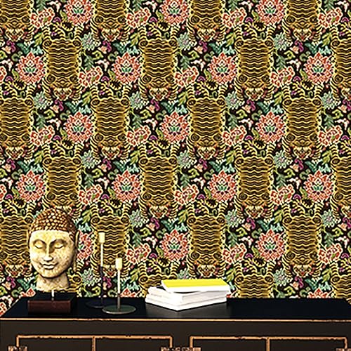 Miniatura 2 de Surface Style - Papel tapiz para despegar y pegar, papel tapiz de chino tigre caprichoso para dormitorio, comedor, tocador, autoadhesivo, vinilo,