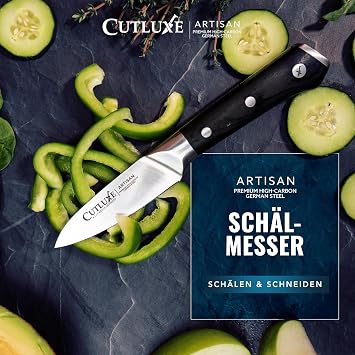 Cutluxe Artisan Series Small Kitchen Knife 9 cm - Paring Knife Vegetable Knife Fruit Knife Paring Knife Chef's Knife Ergonomic Design & Extremely Sharp