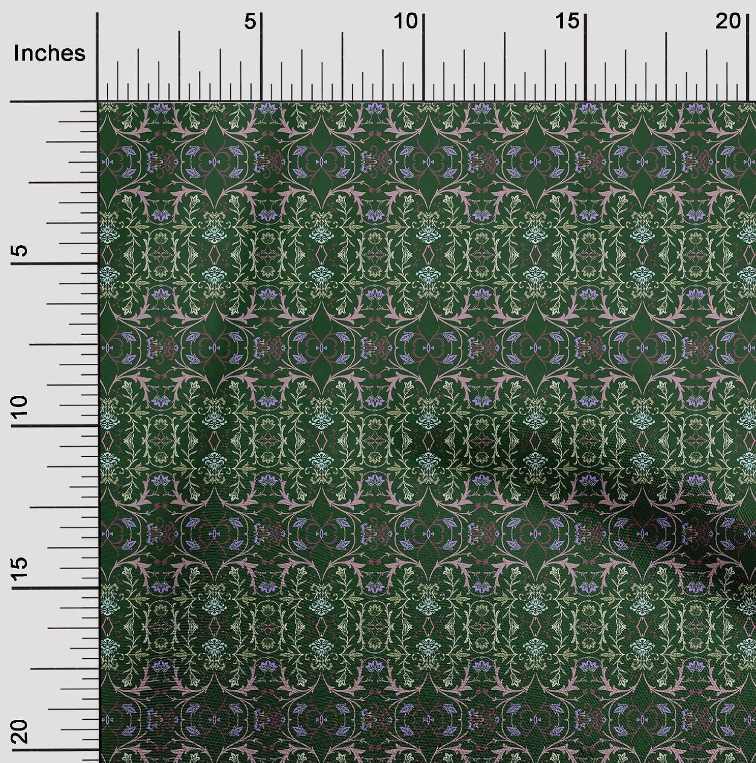oneOone Cotton Flex Green Fabric Damask Tile Sewing Craft Projects Fabric Prints by Yard 40 Inch Wide