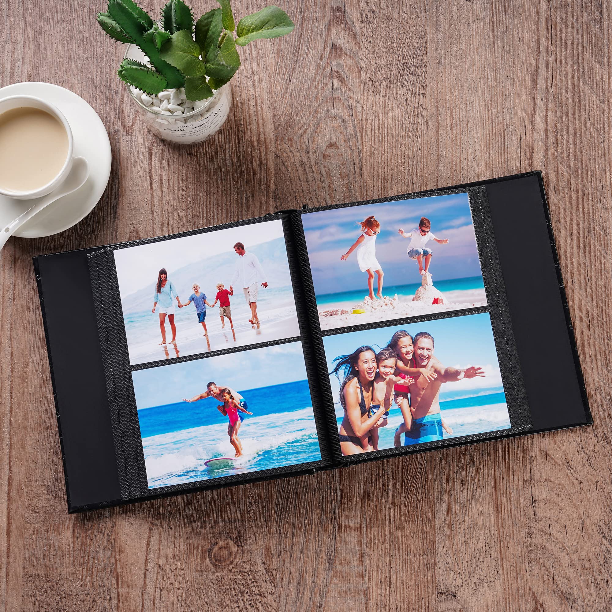 Mublalbum Mały album fotograficzny, 10 x 15 cm, 200 zdjęć, skórzana okładka, książka obrazkowa z poziomymi kieszeniami, na rocznicę ślubu dziecka, rocznicę ślubu i rodzinę (szary)