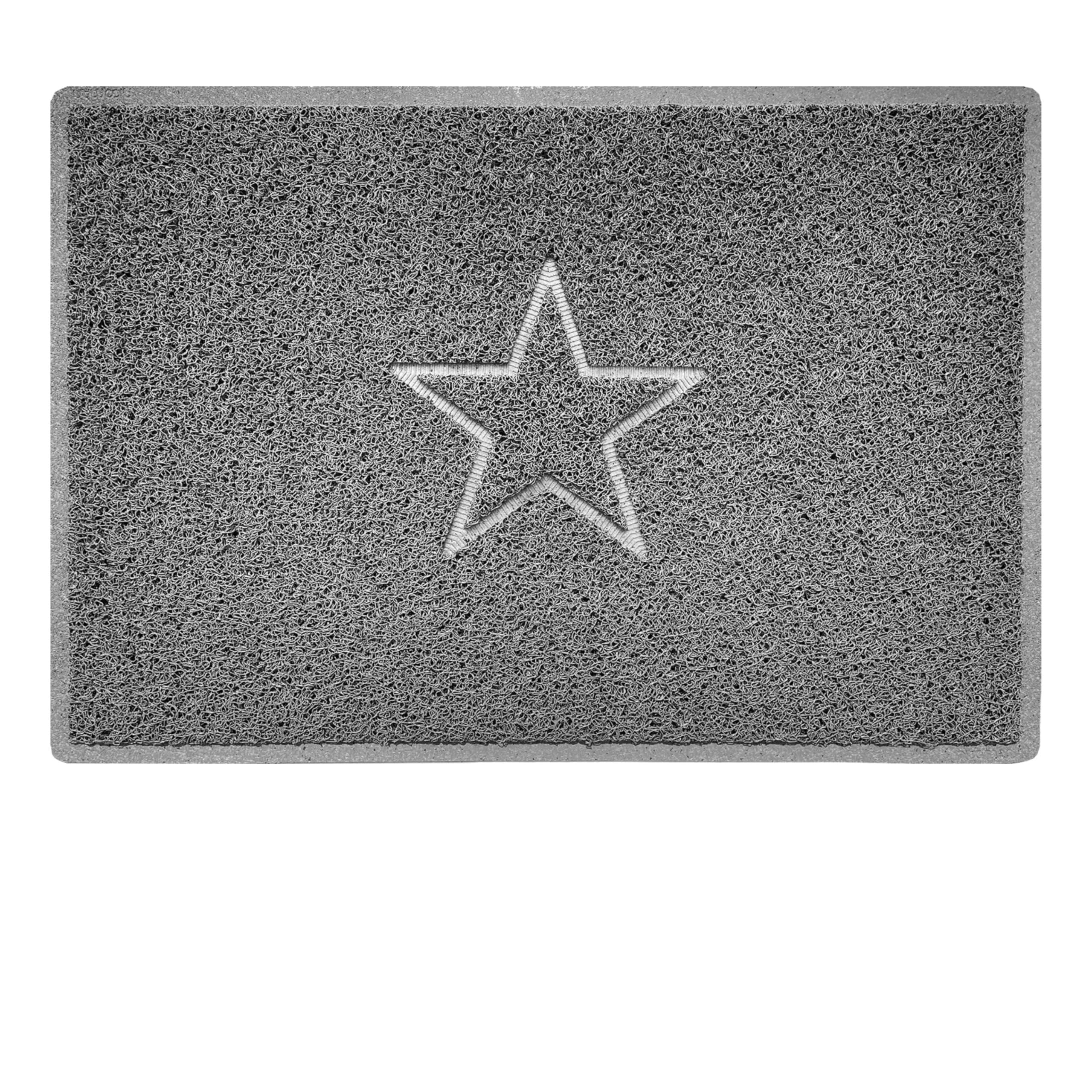 Nicoman Embossed Star Door Mat - Grey - 90cm x 60cm - PVC Spaghetti
