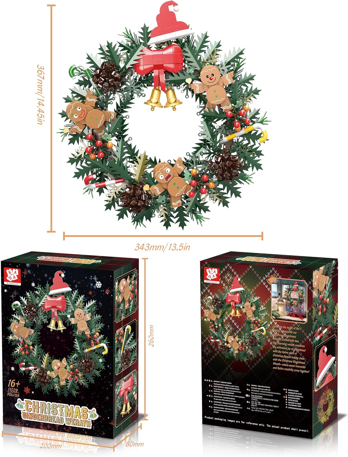 Christmas Gingerbread Wreath Building Set – Creative Holiday Building Blocks Kit for Adults, Handmade-Inspired Building Block Set, Perfect Christmas Home Décor and Gift Idea, 1159pcs